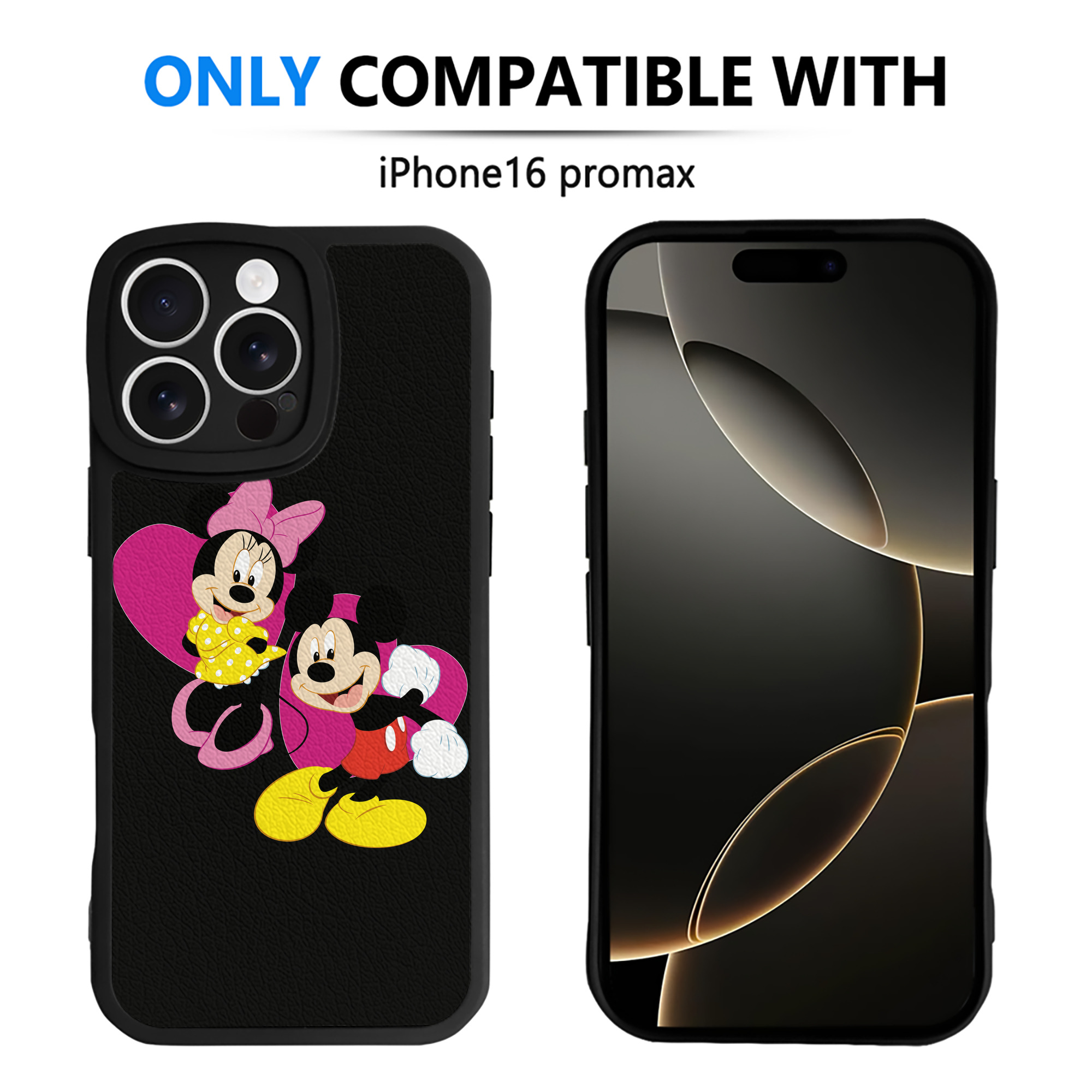 （画像用） ミッキーマウス Mickey Mouse 【iPhone 16シリーズ対応】シリコンスマホケース（レザー調） 材質：シリコン